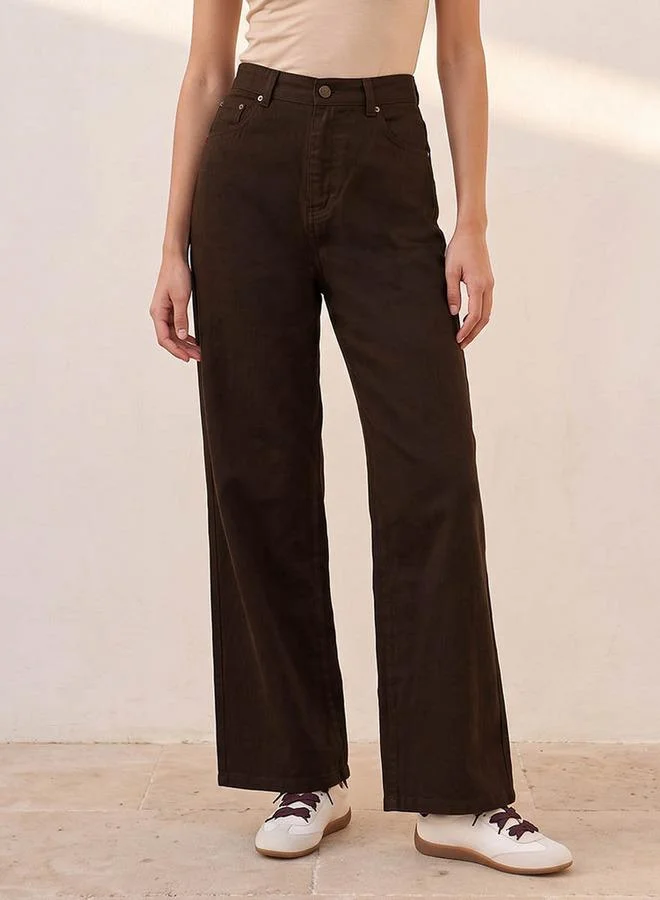 Lee Cooper Linen Blend Jeans with Wide Leg