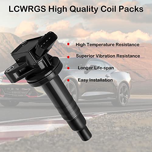 LCWRGS مجموعة من 4 حزم لفائف الإشعال تناسب 1.8 L4 تويوتا كورولا ماتريكس سيلكا بونتياك فايب شيفي بريزم 2000 2001 2002 2003 2004 2005 2006 2007 2008 لفائف 1.8L تحل محل# UF247 C1249 - Image 2