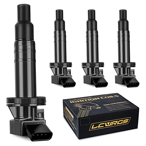 LCWRGS مجموعة من 4 حزم لفائف الإشعال تناسب 1.8 L4 تويوتا كورولا ماتريكس سيلكا بونتياك فايب شيفي بريزم 2000 2001 2002 2003 2004 2005 2006 2007 2008 لفائف 1.8L تحل محل# UF247 C1249 - Image 1
