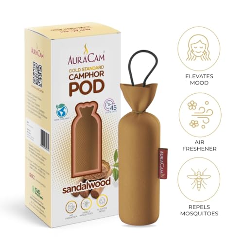AuraCam Gold Standard Camphor Pod Cone Sandalwood- Set of 6 - Pod Air freshener For Room, Car, Bathroom, Office & Toilet | Long-Lasting Cone for Home - Image 4