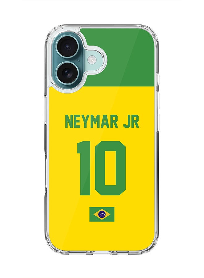 Stylizedd For iPhone 16 Case [Compatible with MagSafe] Slim Magnetic cover Clear Phone Case - Football Team - Brazil, Neymar Jr - Image 1