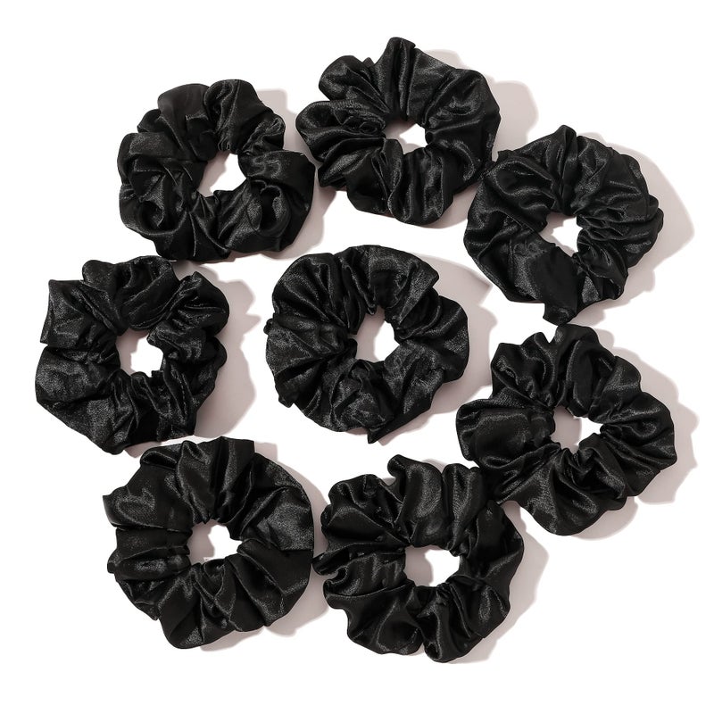 Scrunchies Hair Ties Satin Scrunchies Soft than Silk Scrunchies Elastics Bands Ponytail Holder Pack of Neutral Scrubchy Hair Accessories Women Girls 8pcs
