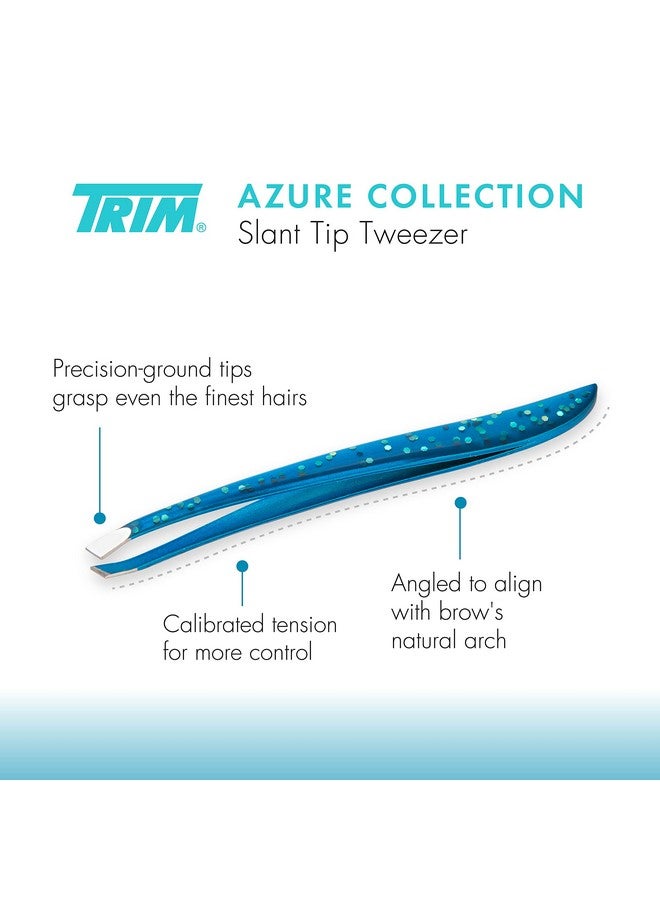 Trim Azure Collection Slant Tip Tweezerprecisionground Tips Grasp Even The Finest Hairsangled To Align With The Brow'S Natural Archcalibrated Tension For More Controlstainless Steel - Image 2