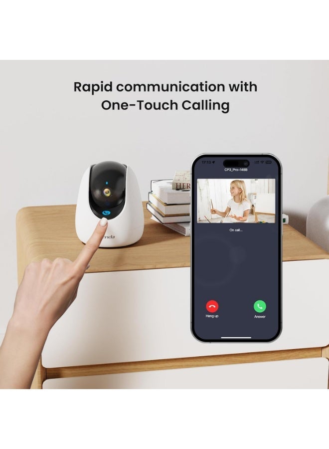 Tenda CP3 Pro Indoor Wi-Fi Camera, 360° 2K Surveillance Camera, Security Webcam for Children/Elderly/Dogs, Night Vision, One Touch Call, Two-Way Audio, Wi-Fi 6 - Image 3