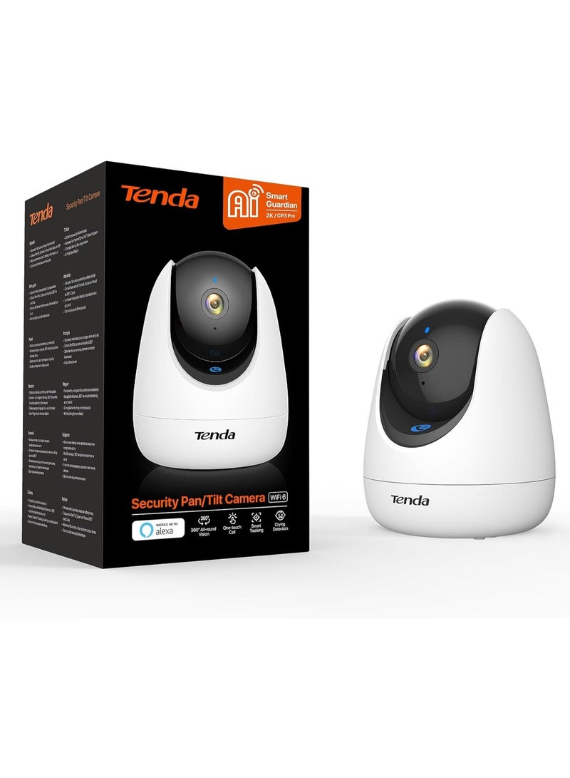 Tenda CP3 Pro Indoor Wi-Fi Camera, 360° 2K Surveillance Camera, Security Webcam for Children/Elderly/Dogs, Night Vision, One Touch Call, Two-Way Audio, Wi-Fi 6 - Image 1