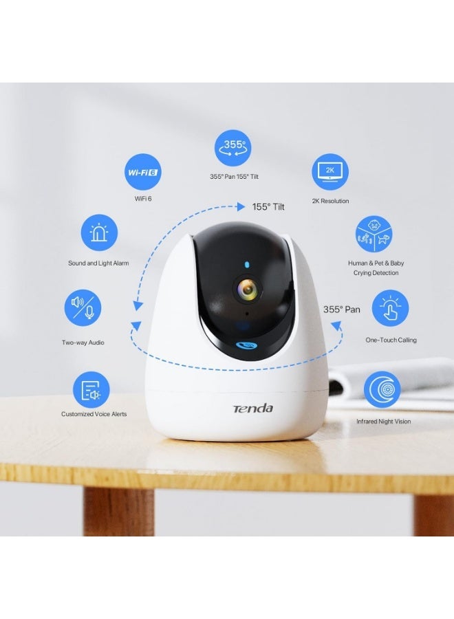 Tenda CP3 Pro Indoor Wi-Fi Camera, 360° 2K Surveillance Camera, Security Webcam for Children/Elderly/Dogs, Night Vision, One Touch Call, Two-Way Audio, Wi-Fi 6 - Image 4