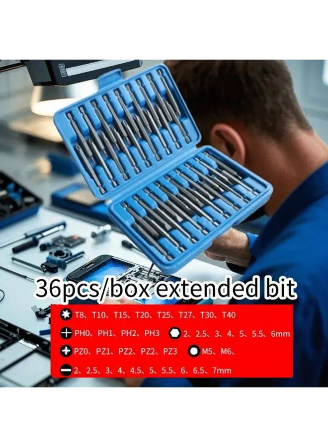 36 قطعة مجموعة رؤوس ممتدة لإصلاح الهاتف المحمول، طقم صيانة مغناطيسي متين من الفولاذ - Image 2