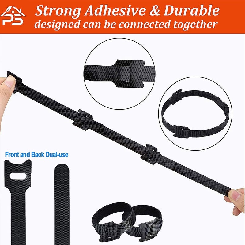 بيلكو سمارت أربطة كابلات قابلة لإعادة الاستخدام بطول 5 بوصات قابلة للتعديل لتنظيم الكابلات، 30 قطعة من الأربطة مع خطاف وحلقة لتغليف وتنظيم الأسلاك لكابلات الشحن والكمبيوتر وسماعات الرأس والتلفزيون وكابلات الطاقة للاستخدام المنزلي والمكتبي - Image 4