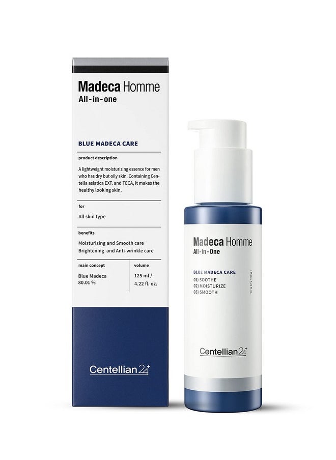 سنتيليان 24 - Madeca Homme Allinone Moisture Essence (4.2 أونصة سائلة) تنعيم وترطيب مهدئ. العناية الكاملة بالبشرة الكورية متعددة الوظائف للرجال. أساسيات السفر من دونغكوك. تيكا كينتيللا اسياتيكا. - Image 1
