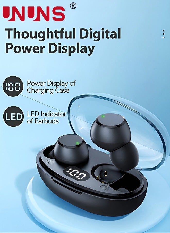 UNUNS Wireless Earbuds Bluetooth Headphones,Mini Ear Buds Bluetooth 5.3 Headsets Built-in Mic,IPX7 Waterproof Lightweight Earphones Sports,Charging Case Digital Display,For Phone PC Laptop - Image 2