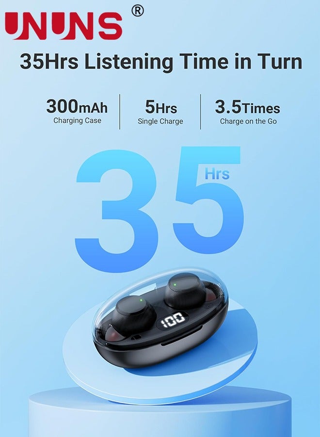 UNUNS Wireless Earbuds Bluetooth Headphones,Mini Ear Buds Bluetooth 5.3 Headsets Built-in Mic,IPX7 Waterproof Lightweight Earphones Sports,Charging Case Digital Display,For Phone PC Laptop - Image 3