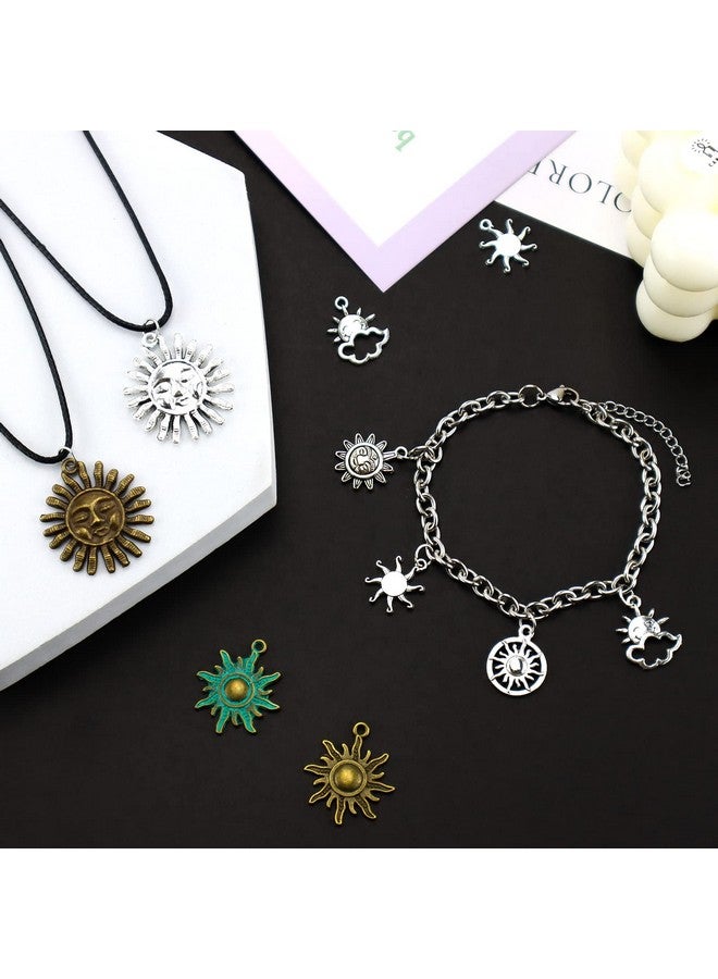 جيالي 42 قطعة من حلي الشمس السماوية بألوان ذهبية فضية برونزية عتيقة مختلطة، قلادات ابتسامة الشمس DIY لصنع القلائد والأساور والمجوهرات - Image 4