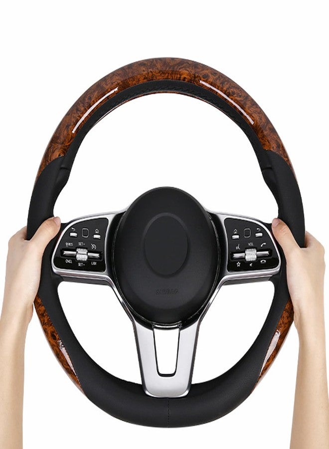 KAFEEK غطاء عجلة قيادة KAFEEK بنقشة الخشب، مصنوع من جلد المايكروفايبر، مقاس عالمي من 14.5 إلى 15 بوصة، غطاء عجلة قيادة للسيارة للرجال والنساء، مريح، مانع للانزلاق، عديم الرائحة، أسود - Image 5