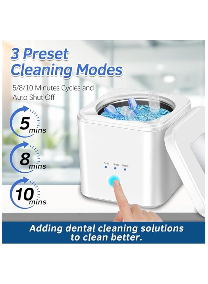 AROAQ 2 IN 1 Ultrasonic Jewelry Cleaner 45kHz Professional Portable Ultrasonic Retainer Cleaner Machine for Dentures with 2UV-Light and 3 Time Mode for Retainer  Mouth Guard  Watch  Ring -Home and Travel Use 190ML - Image 4