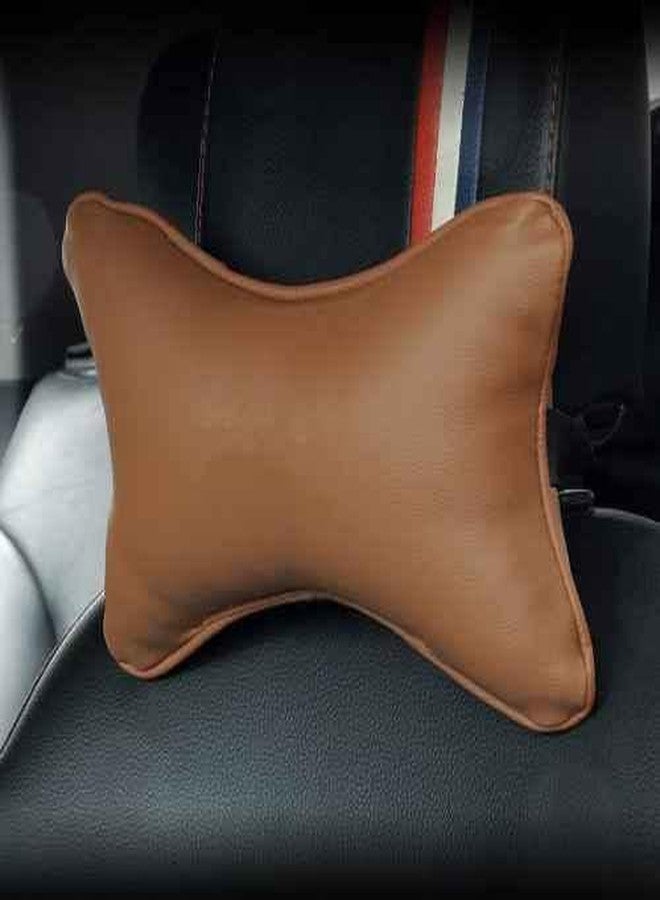 Auto Oprema (Award Winner at INDIA'S Rising Star 2024 Universal Design for All Cars Pillow Cushion Neck Rest, Set of 4 (Brown Leather Fabric) - Image 3