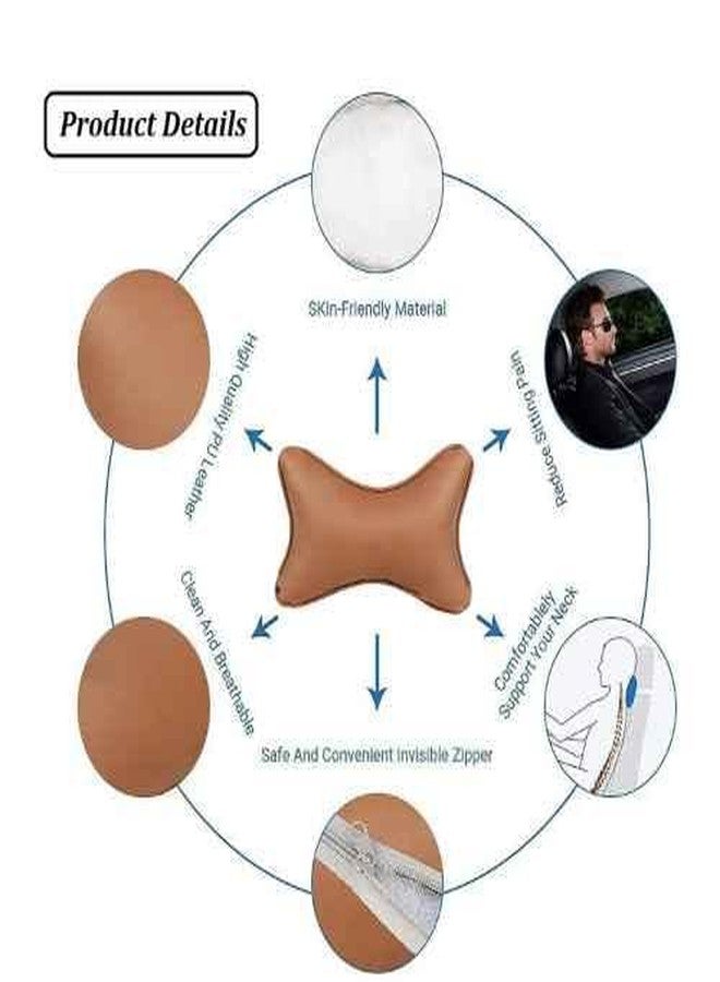 Auto Oprema (Award Winner at INDIA'S Rising Star 2024 Universal Design for All Cars Pillow Cushion Neck Rest, Set of 4 (Brown Leather Fabric) - Image 2
