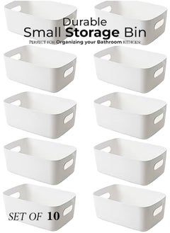 Plastic Storage Bins Multiuse Desk Cabinet Organizer with Built in Handle  Available in Set of 10