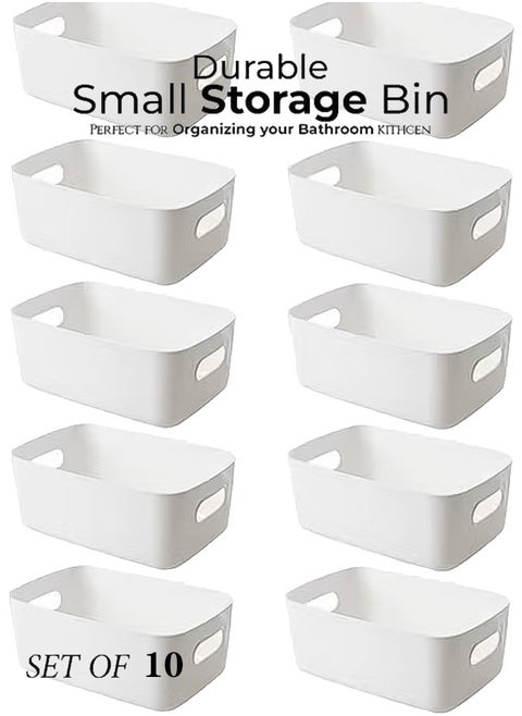 Plastic Storage Bins Multiuse Desk Cabinet Organizer with Built in Handle  Available in Set of 10