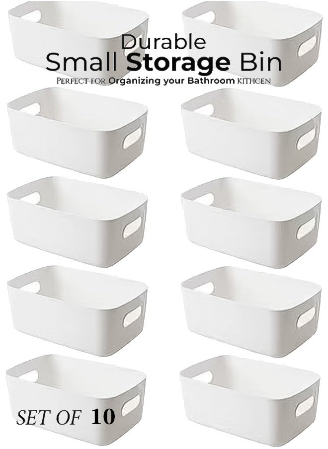 Haidue - Plastic Storage Bins Multiuse Desk Cabinet Organizer with Built in Handle  Available in Set of 10 - Image 1