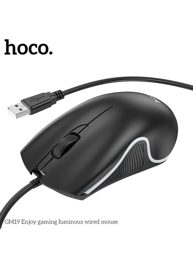 هوكو. ماوس سلكي مضيء بتقنية LED GM19 للاستمتاع بالألعاب (أسود) - Image 5