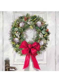 DCAD Crafts DCAD Decoupage Tissue Paper Napkin Christmas Tissue White wreath Pack of 20 Same Design Size 33 cm X 33 cm 