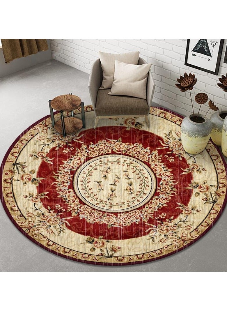 Loquat Polyester Fiber Machine Washable Bohemian Style Circular Carpet  - Image 1