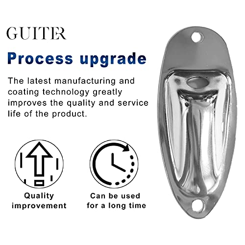 SAPHUE Guitar Input Jack Socket Plate Output Loaded Boat Style 1/4 Inch with Screws for Fender Stratocaster Strat St Mono Electric Guitar for Electric Guitar Replacement Parts（Chrome） - Image 3