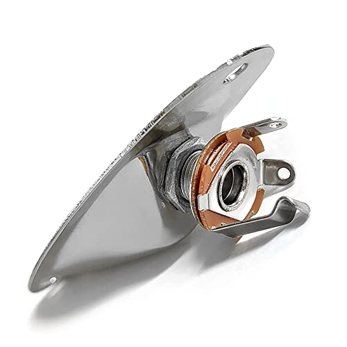 SAPHUE Guitar Input Jack Socket Plate Output Loaded Boat Style 1/4 Inch with Screws for Fender Stratocaster Strat St Mono Electric Guitar for Electric Guitar Replacement Parts（Chrome） - Image 4