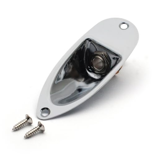 SAPHUE Guitar Input Jack Socket Plate Output Loaded Boat Style 1/4 Inch with Screws for Fender Stratocaster Strat St Mono Electric Guitar for Electric Guitar Replacement Parts（Chrome） - Image 1