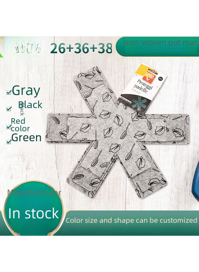 Non-stick Fabric Pot Bottom Protector Mat Heat Resistant Easy To Clean Printed Felt Pot Holder Absorbent Dining Mat-Color: Gray Printing Non-slip Diameter 26, 36, 38cm - Image 2