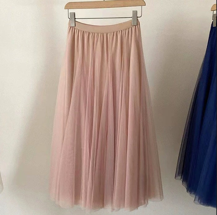 Pleated skirt gauze skirt female fairy gauze skirt medium long large swing skirt dance skirt square dance wholesale Lotus root starch 