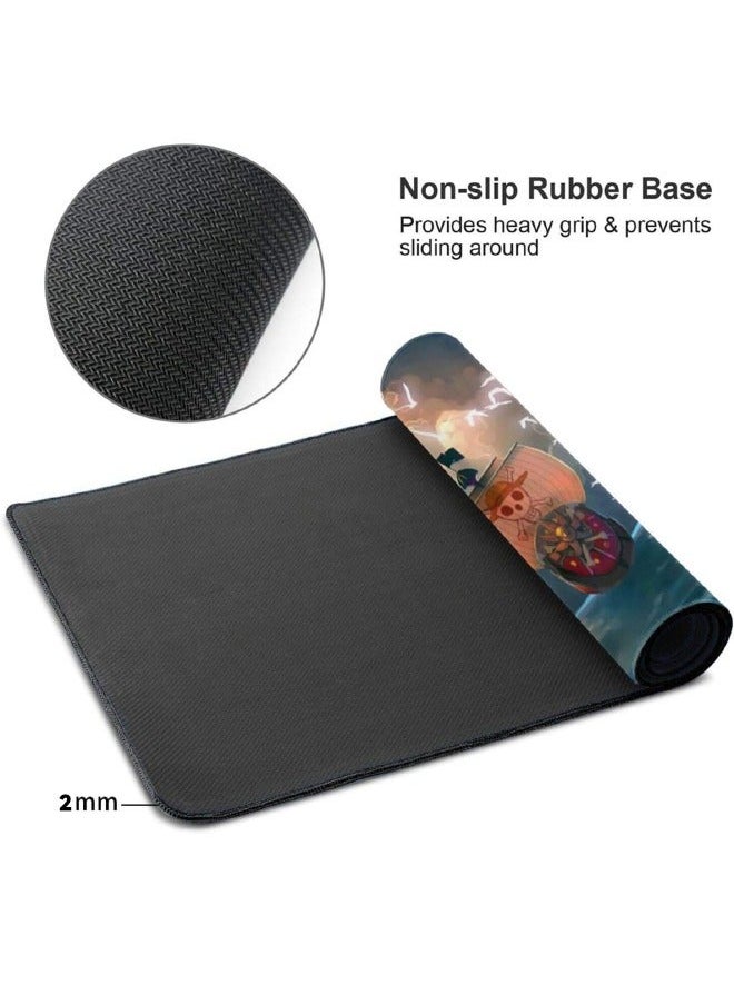 وسادة ماوس أنمي ون بيس، وسادة ماوس أنمي، وسادة ماوس للعب، وسادة ماوس كبيرة، وسادة لوحة مفاتيح ممتدة مع قاعدة غير قابلة للانزلاق وحافة مخيطة، 15.7×35.4 بوصة - Image 4