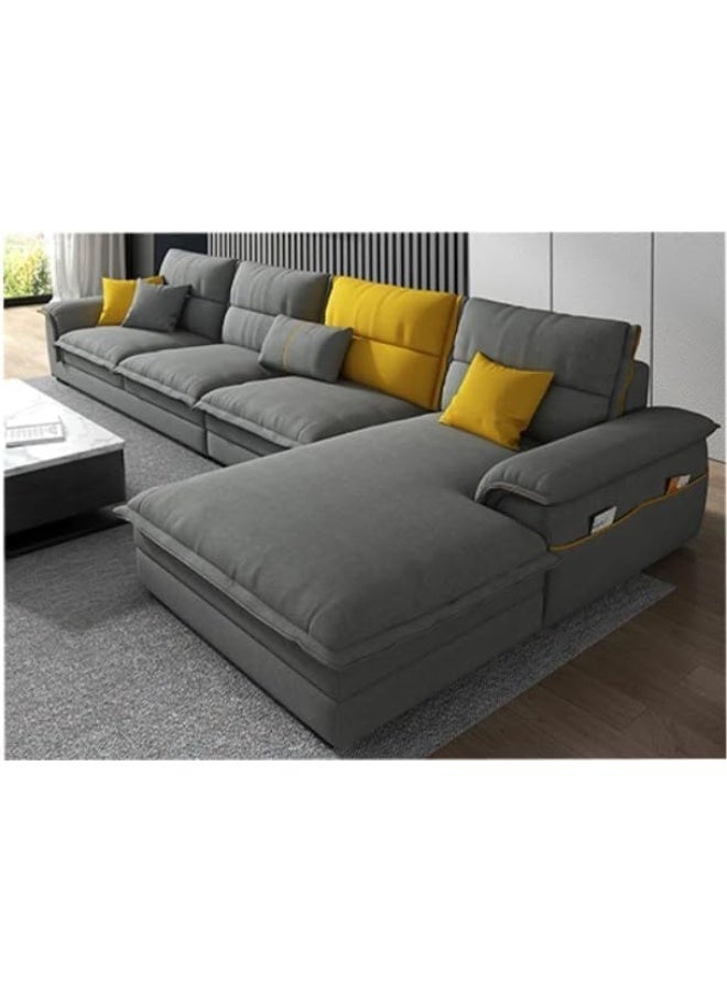 Zayn comforts L-Shaped Sofa Set in Nordic Style with Luxurious Plush Cushions (Fog Grey, Left) - Image 1