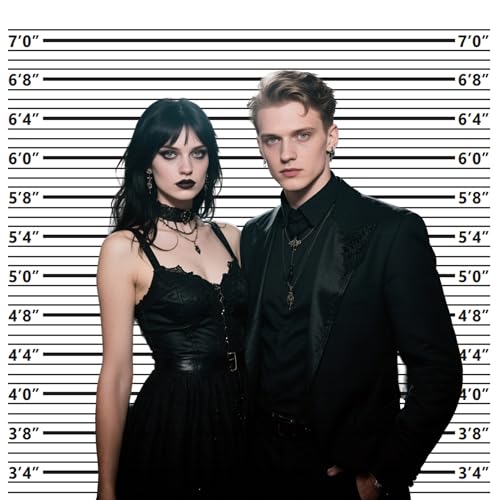 Dormirpilow Mugshot Backdrop 5×4.3FT, 20 Pack Mugshot Signs with Polyester Height Charts,Crime Scene Jail Photo Props Background with 2 Markers & Dry Erase Eraser for Bachelorette, Jail Party Decorations - Image 3