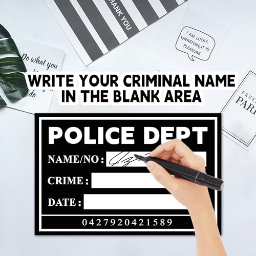 Dormirpilow Mugshot Backdrop 5×4.3FT, 20 Pack Mugshot Signs with Polyester Height Charts,Crime Scene Jail Photo Props Background with 2 Markers & Dry Erase Eraser for Bachelorette, Jail Party Decorations - Image 4