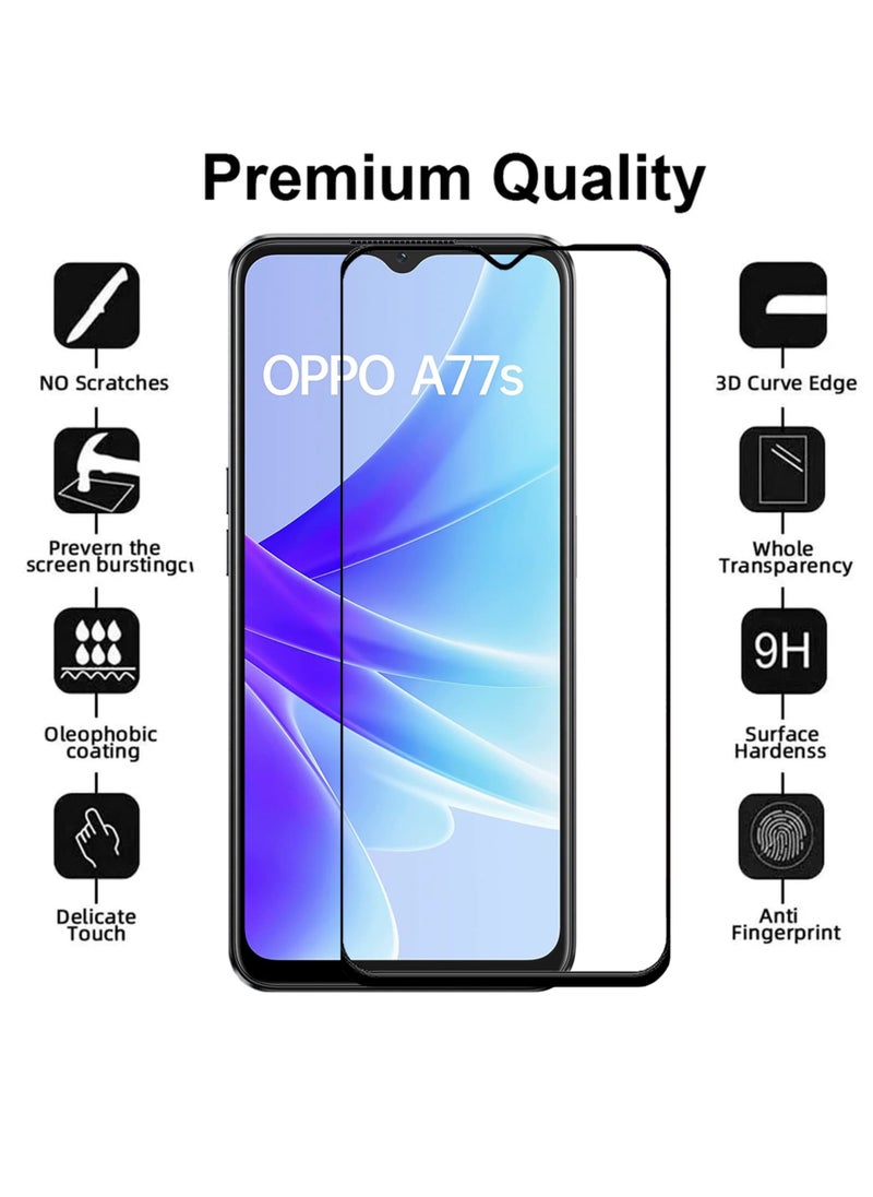 Oppo A77s Screen Protector - Edge to Edge Tempered Glass Screen Protector, High Transparency, Delicate Touch, Anti-Explosion, Smooth Arc Edges, Easy Installation