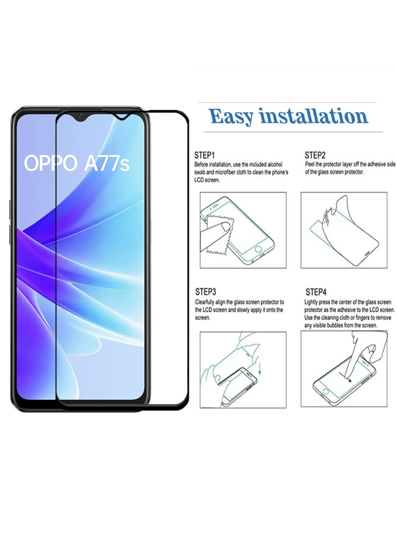 Oppo A77s Screen Protector - Edge to Edge Tempered Glass Screen Protector, High Transparency, Delicate Touch, Anti-Explosion, Smooth Arc Edges, Easy Installation