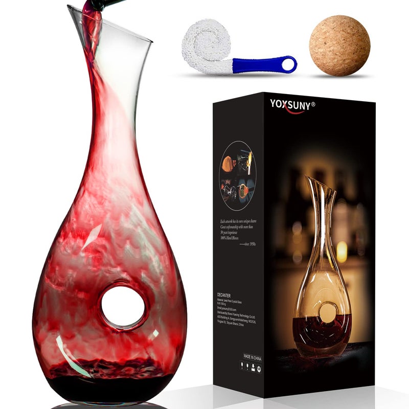 YOXSUNY YOXSUNY Wine Decanter with Cork Stopper and Brush Hand Blown LeadFree Crystal Glass Snail Shape Wine Carafe Decanter for Wine Great Gift for Wine Lovers 