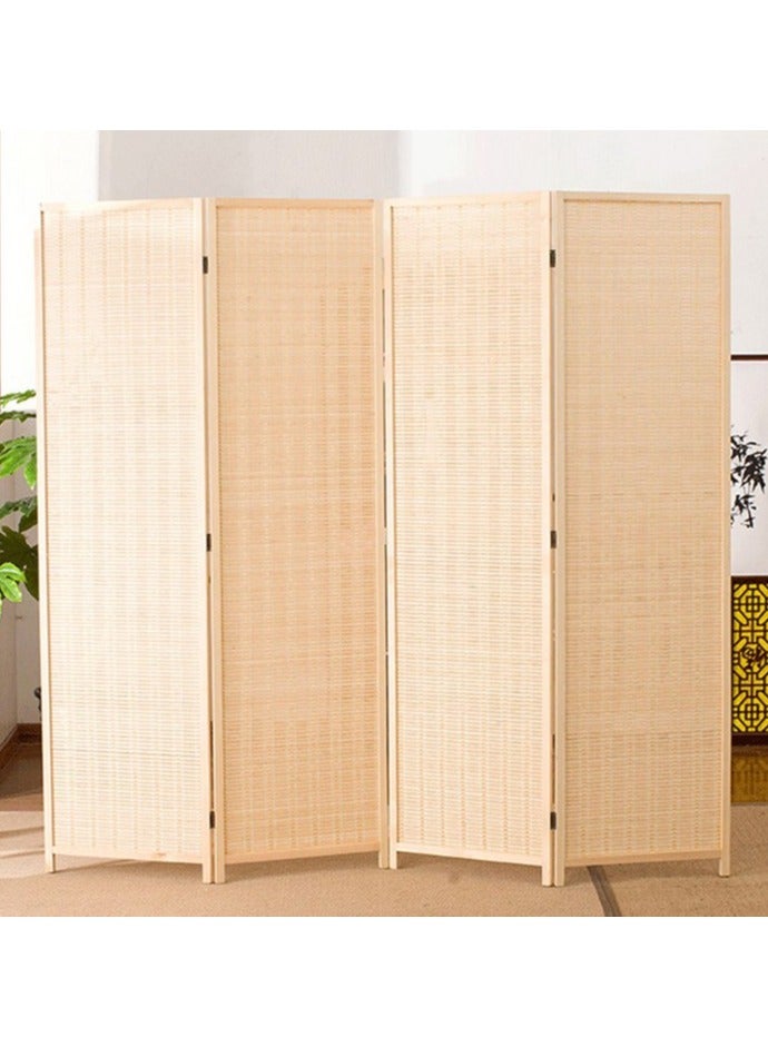 LINGWEI LINGWEI 177x195cm 4-Panel Bamboo Room Divider – Freestanding, Foldable Privacy Screen with Natural Woven Design – Portable, Elegant Partition for Home, Office, or Restaurant  - Image 1