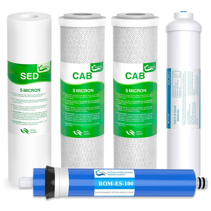 Vegebe 15 Stage 100 GPD RO Water Filter Set Replacement Fit for APEC Reverse Osmosis System 14 Output