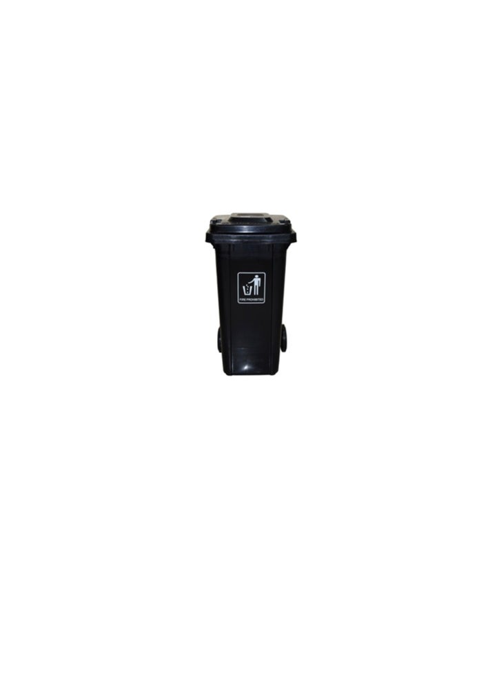 Generic Outdoor Waste Bin | Functional Garbage Bin | Durable Plastic Finish | Rubber-Wheeled & Mobile | Suitable For Outdoor Areas, Villas, Malls, Restaurants, & More | 240 Liters | Black 