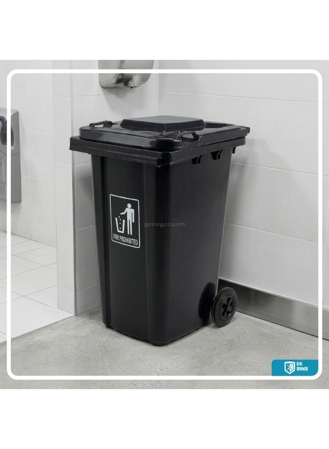 EK Bins Outdoor Waste Bin | Functional Garbage Bin | Durable Plastic Finish | Rubber-Wheeled & Mobile | Suitable For Outdoor Areas, Villas, Malls, Restaurants, & More | 240 Liters | Black - Image 5