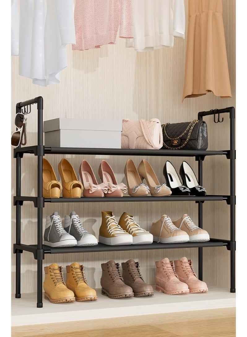 رفوف أحذية مزود بخمس علاقات منظم أحذية قابل للتكديس منظم تخزين أحذية قائم بذاته رف للأحذية الرياضية تخزين أحذية طويلة للمدخل الكراج السكن الجامعي والمساحات الصغيرة - Image 3