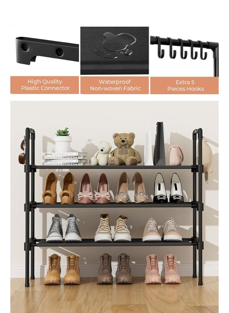رفوف أحذية مزود بخمس علاقات منظم أحذية قابل للتكديس منظم تخزين أحذية قائم بذاته رف للأحذية الرياضية تخزين أحذية طويلة للمدخل الكراج السكن الجامعي والمساحات الصغيرة - Image 4