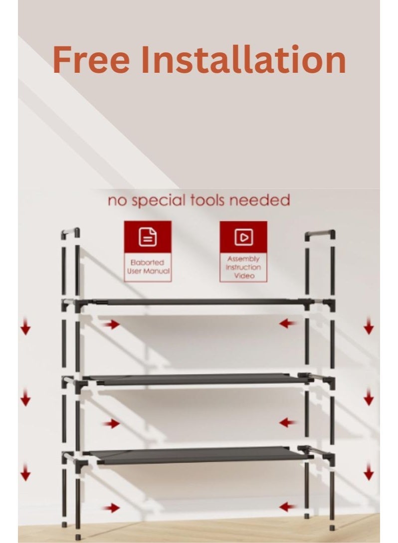 رفوف أحذية مزود بخمس علاقات منظم أحذية قابل للتكديس منظم تخزين أحذية قائم بذاته رف للأحذية الرياضية تخزين أحذية طويلة للمدخل الكراج السكن الجامعي والمساحات الصغيرة - Image 2