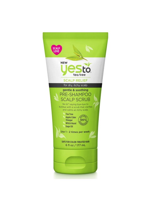 Yes To Tea Tree Pre Shampoo Scalp Scrub, 6 Fl Oz - Gently Exfoliates Itchy Scalp, Removes Build Up, With Witch Hazel, Apple Cider Vinegar & Sage Oil, Natural & Cruelty Free