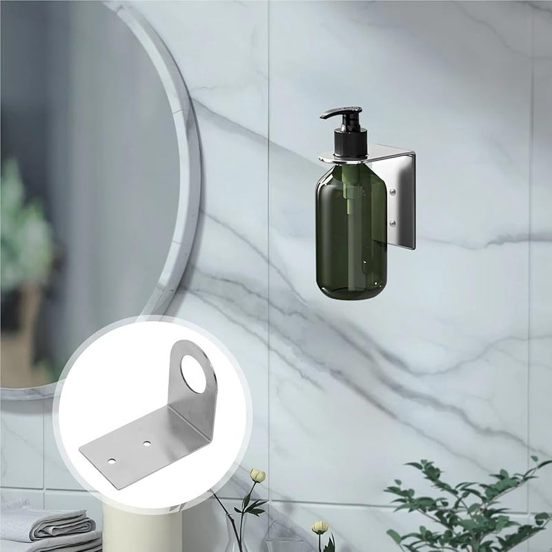 حامل زجاجة دش لاصق من الفولاذ المقاوم للصدأ معلق موزع صابون شفاف زجاجة رذاذ منظّم - Image 3
