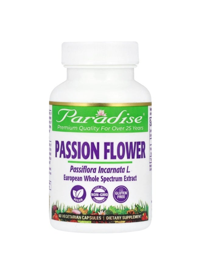 Paradise Herbs Paradise Herbs, Passion Flower, 250 mg, 60 Vegetarian Capsules  - Image 1
