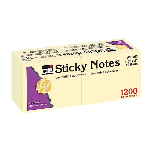 Charles Leonard Sticky Notes 15 x 2 Yellow 100 SheetsPad 12 Pads - Image 3