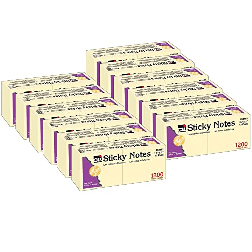 Charles Leonard Sticky Notes 15 x 2 Yellow 100 SheetsPad 12 Pads - Image 1